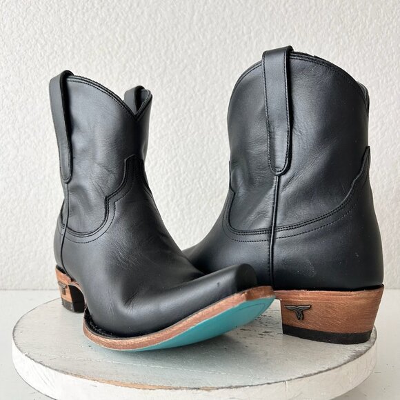 Lane EMMA JANE Womens Cowboy Bootie 8.5 Black Leather Western Cowgirl Short Boot
